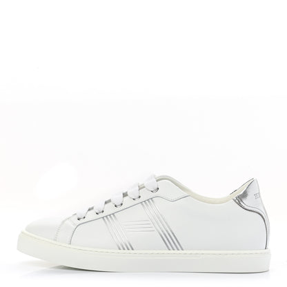 Hermes Calfskin Womens Advantage Sneakers 41 White Gris Argente 1 of 8