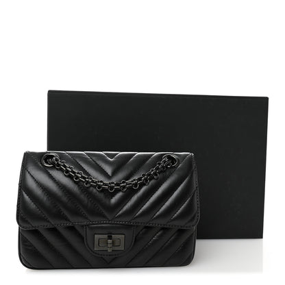 Chanel Aged Calfskin Chevron Quilted 2.55 Reissue Mini Flap So Black 11 of 11