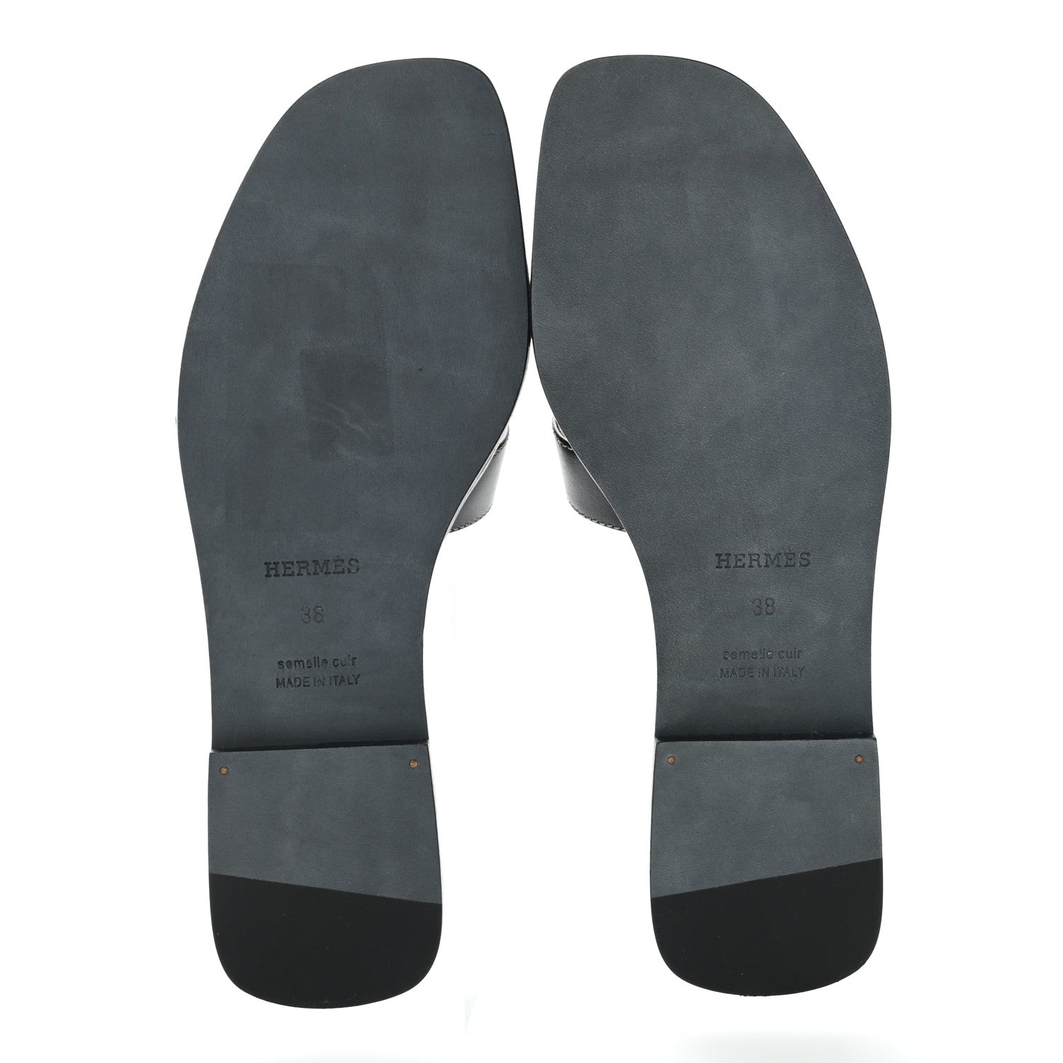 Hermes Box Calfskin Oran Sandals 38 Black 5 of 12