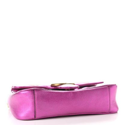 Gucci Metallic Calfskin Matelasse Mini GG Marmont Shoulder Bag Fuchsia 4 of 12