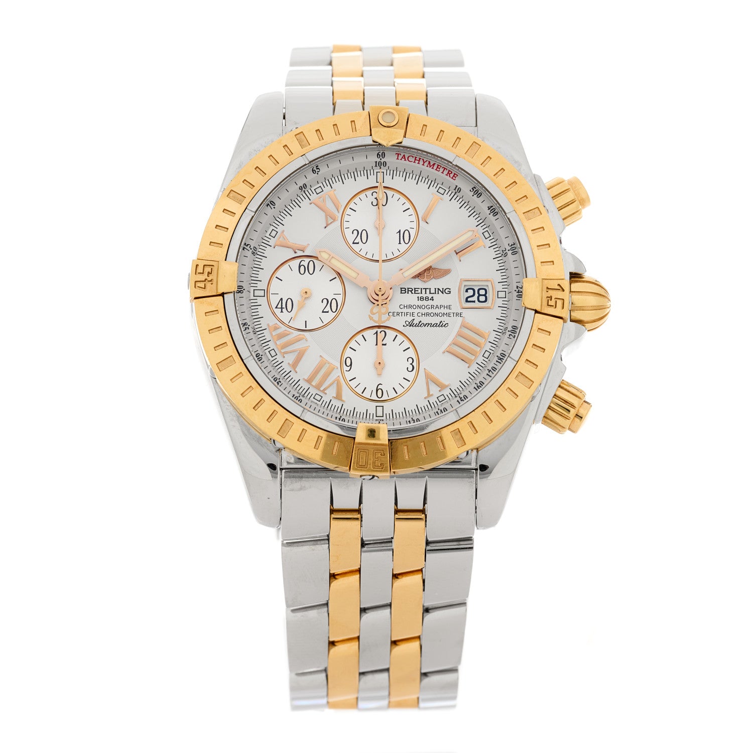 Breitling Stainless Steel 18K Yellow Gold 44mm Chronomat Evolution Automatic Watch White C13356 1 of 4