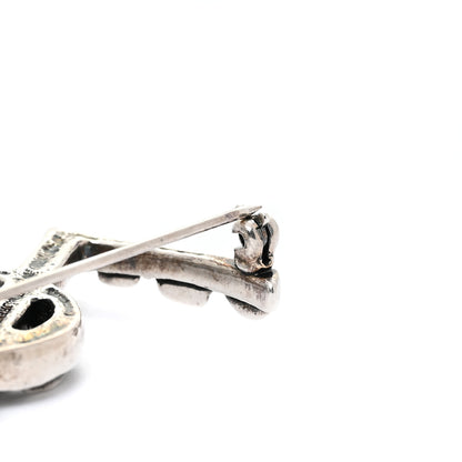 Saint Laurent Monogram Crocodile Opyum Brooch Silver 4 of 5