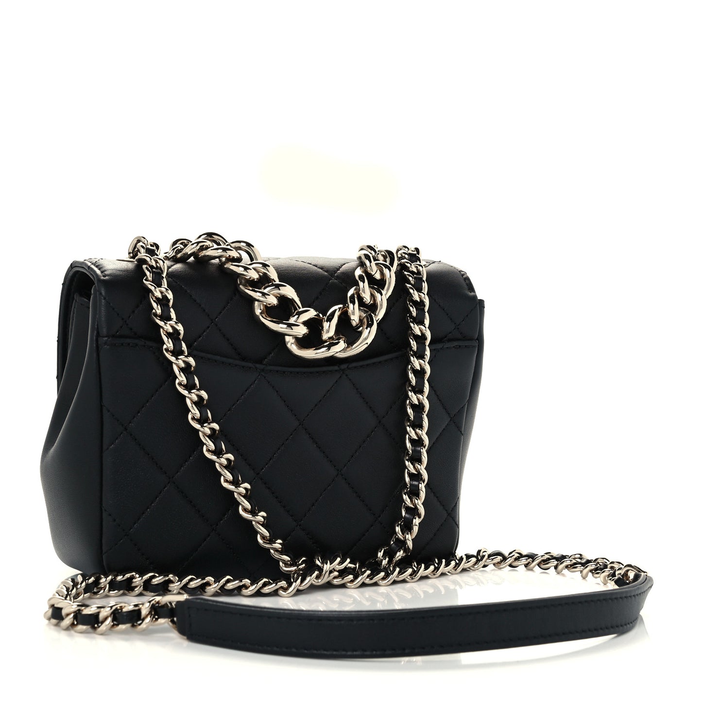 Lambskin Quilted Studded CC Flap Black