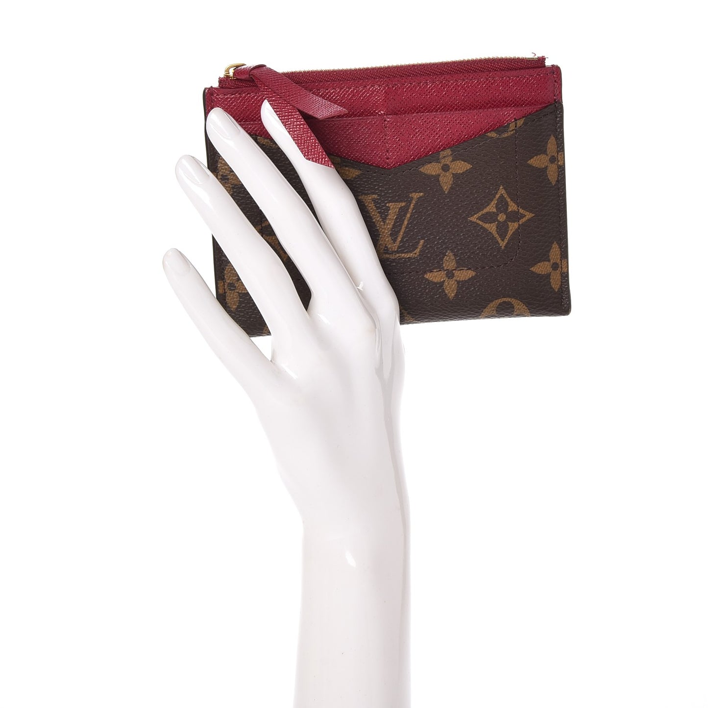Monogram Zipped Card Holder Fuchsia