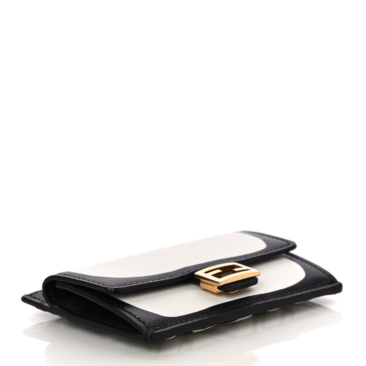 Fendi X JOSHUA VIDES Nappa FF Embossed Fold Over Card Holder Wallet White Black 4 of 10