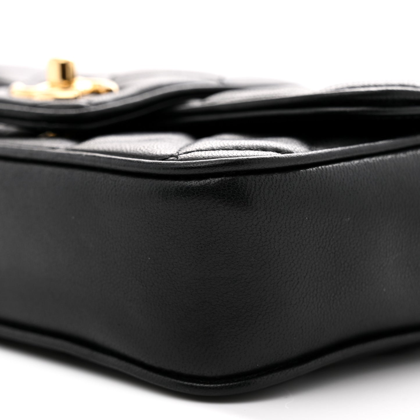 Lambskin Quilted Tab Mini Flap Black
