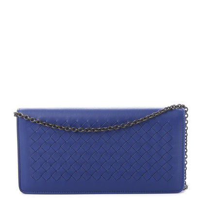 Bottega Veneta Nappa Intrecciato Continental Wallet on Chain Cobalt 1 of 9