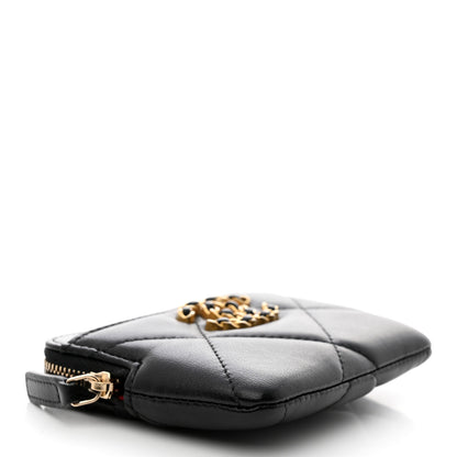 Chanel Lambskin Quilted Chanel 19 Zip Card Holder Wallet Black 4 of 8