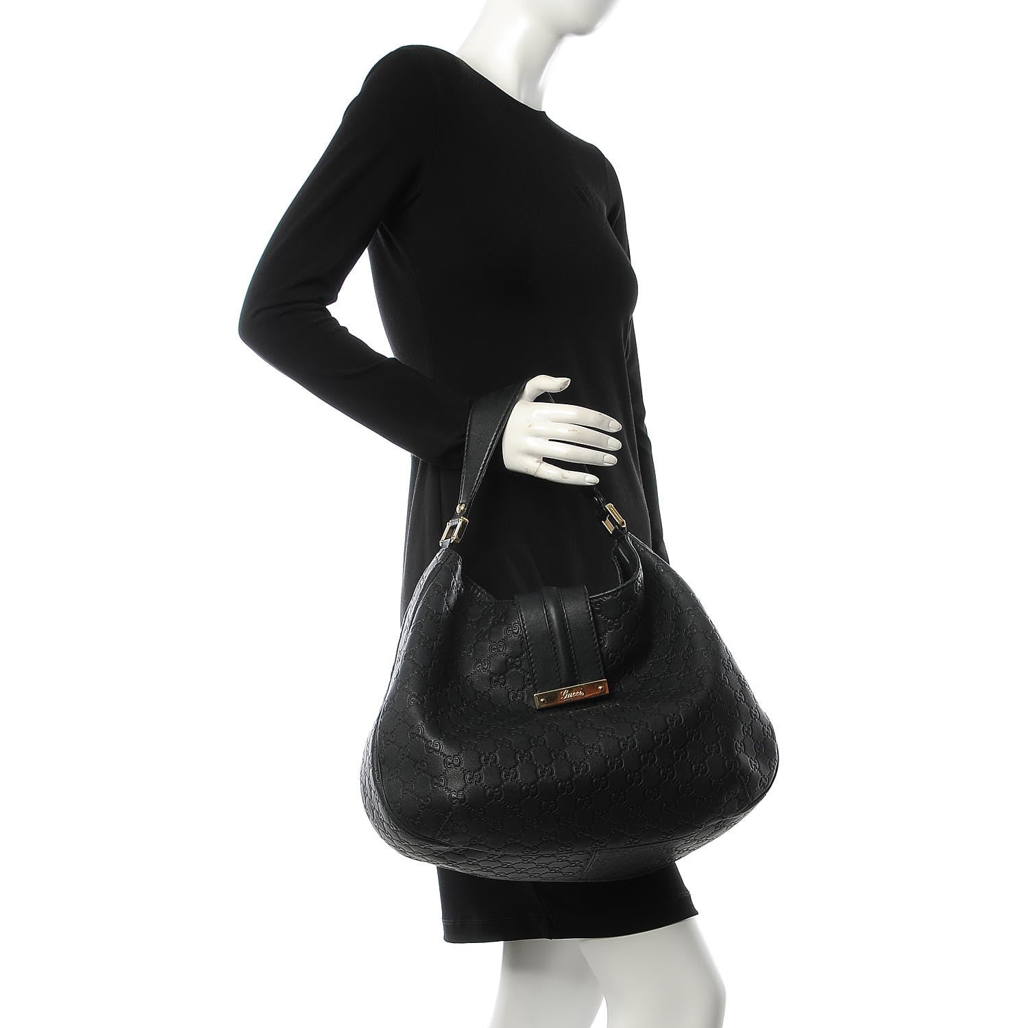 Gucci Guccissima Large New Ladies Web Hobo Black 2 of 12