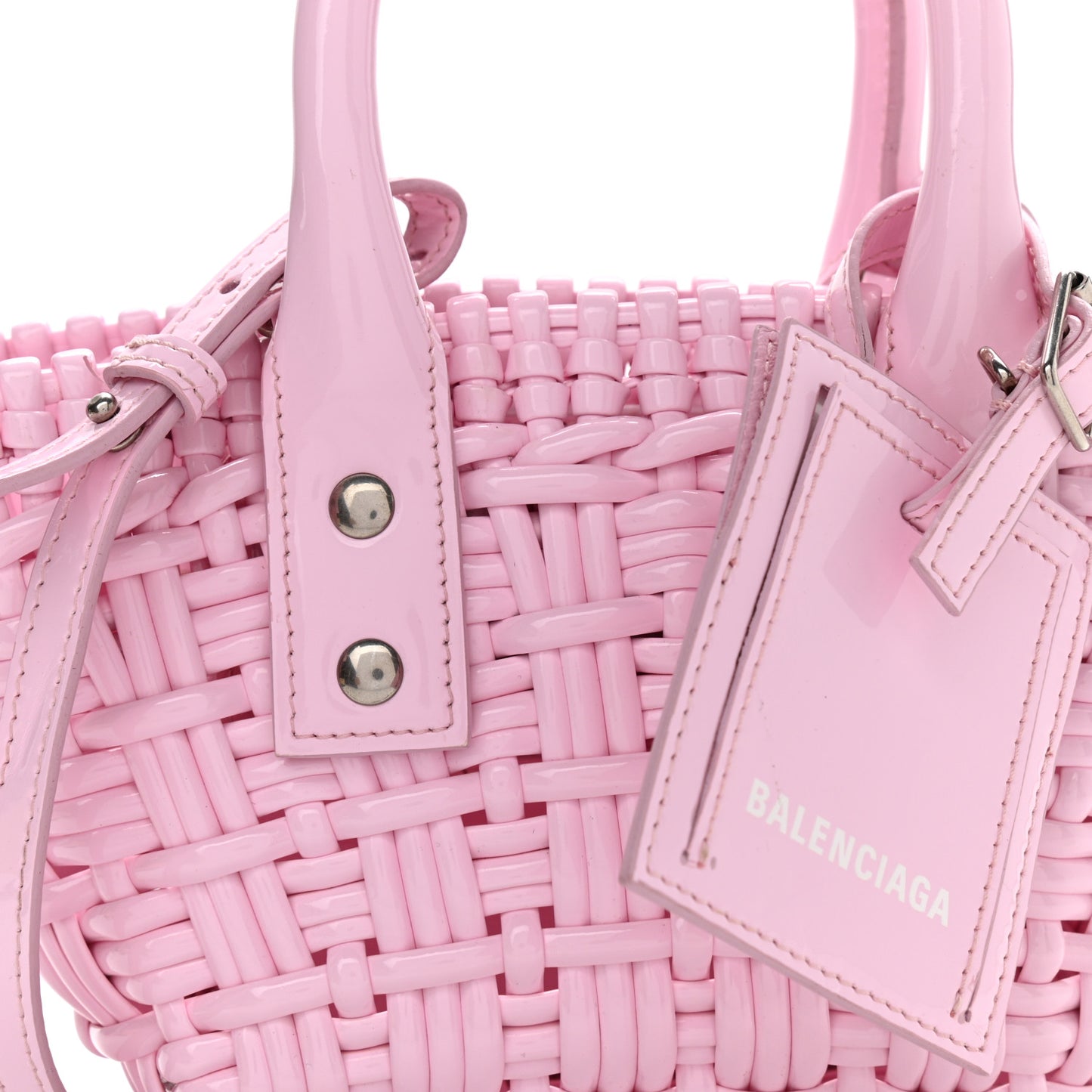 Faux Calfskin Braided Varnished XXS Bistro Basket Candy Pink