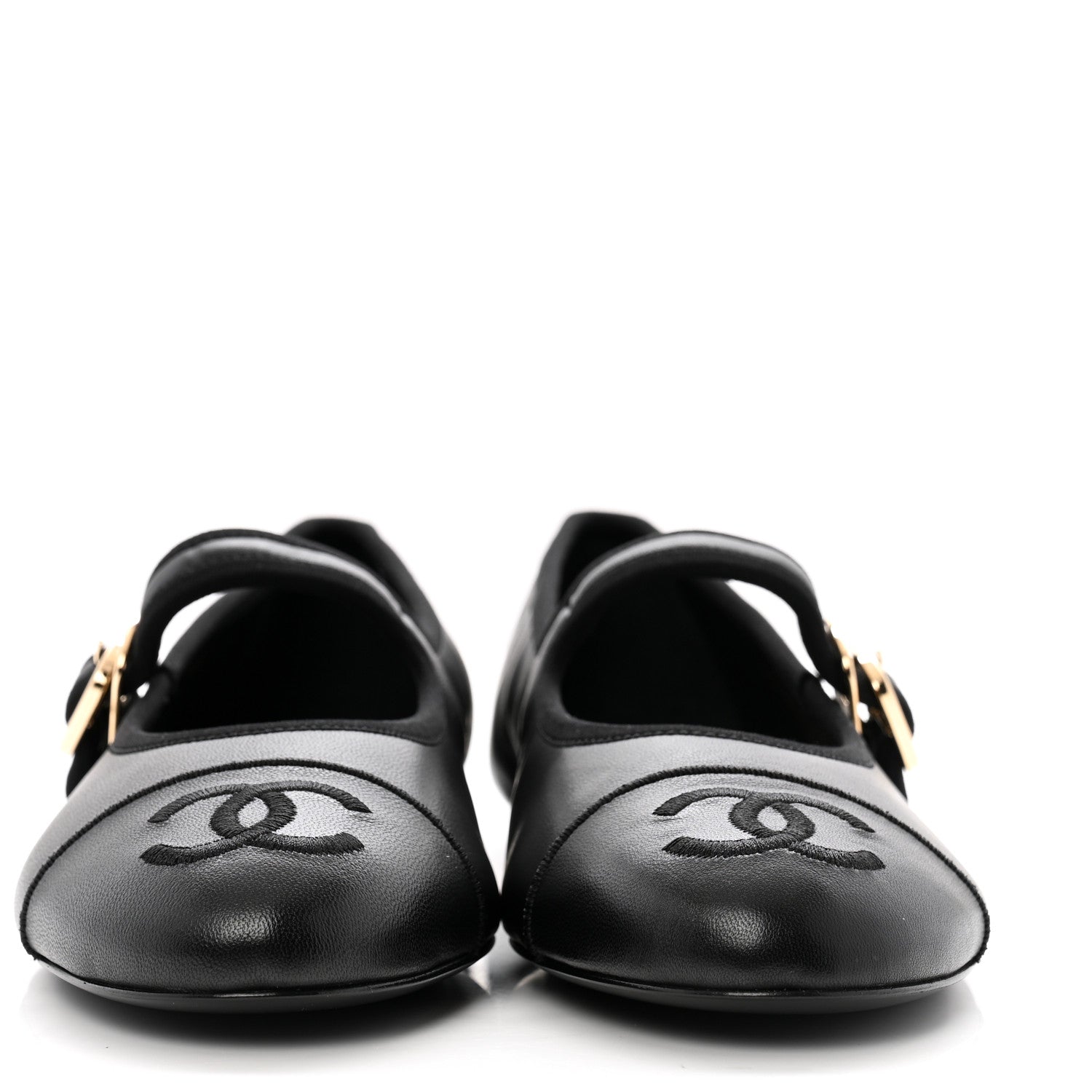 Chanel Lambskin Mary Jane Flats 37.5 Black 3 of 10