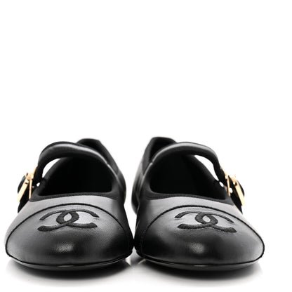 Chanel Lambskin Mary Jane Flats 37.5 Black 3 of 10