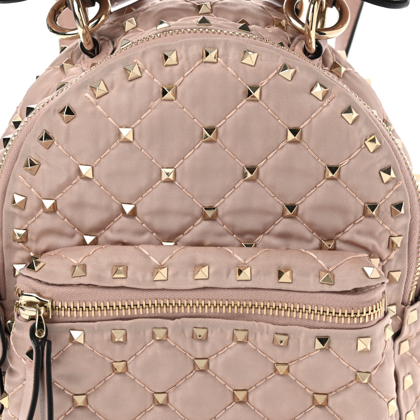 Nylon Quilted Mini Rockstud Spike Backpack Dusty Rose
