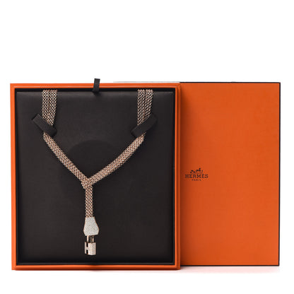 Hermes 18K Rose Gold Pave Diamond GM Kelly Clochette Necklace ST 7 of 7