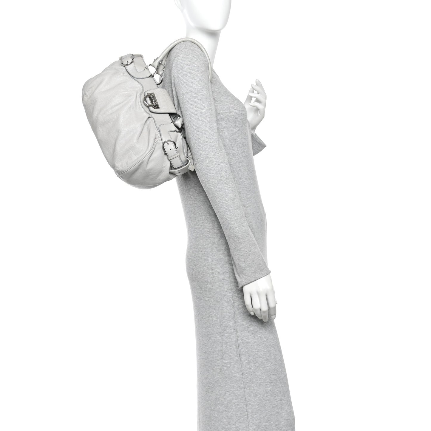 Calfskin Marisa Shoulder Bag Grey