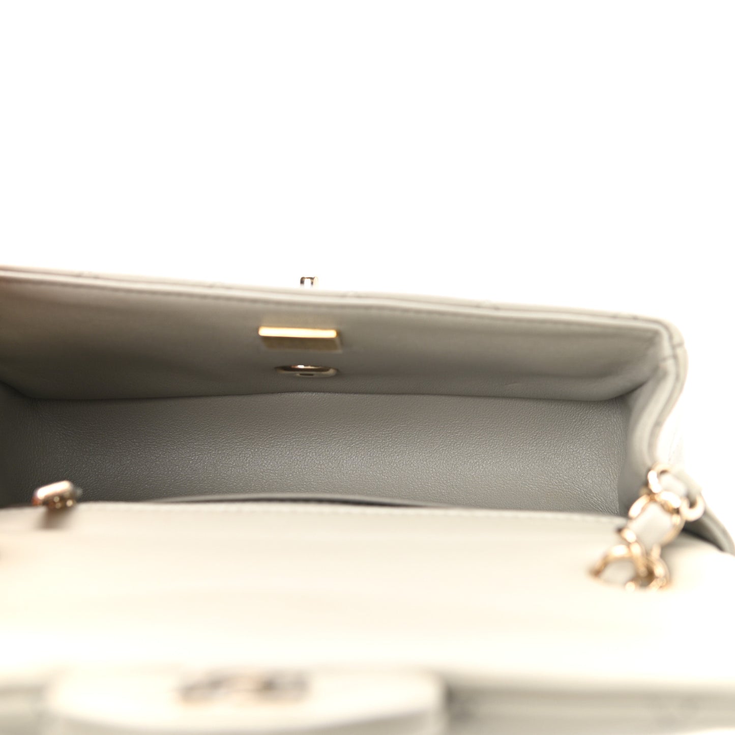 Lambskin Quilted Mini Rectangular Flap Grey