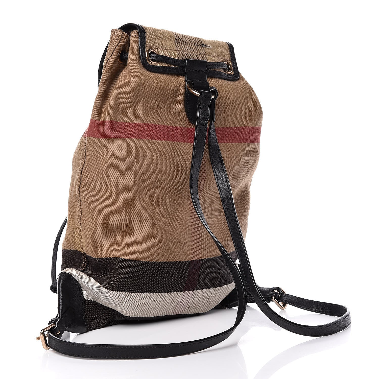 Burberry Overdyed Canvas Mega Check Medium Chiltern Backpack Black 3 of 13