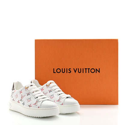 Louis Vuitton Lambskin Embossed Floral Monogram Time Out Sneakers 37.5 White 10 of 10