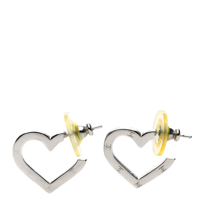 Chanel Heart CC Earrings Silver 1 of 3