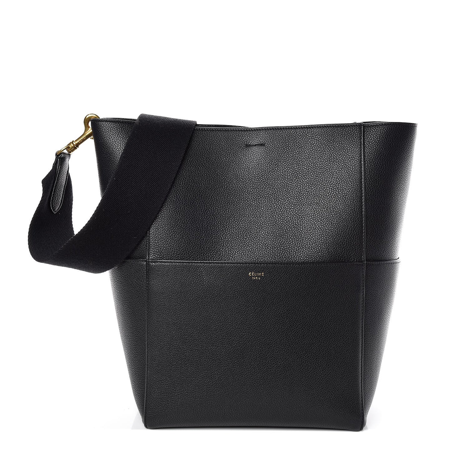 Soft Grained Calfskin Sangle Bucket Bag Black