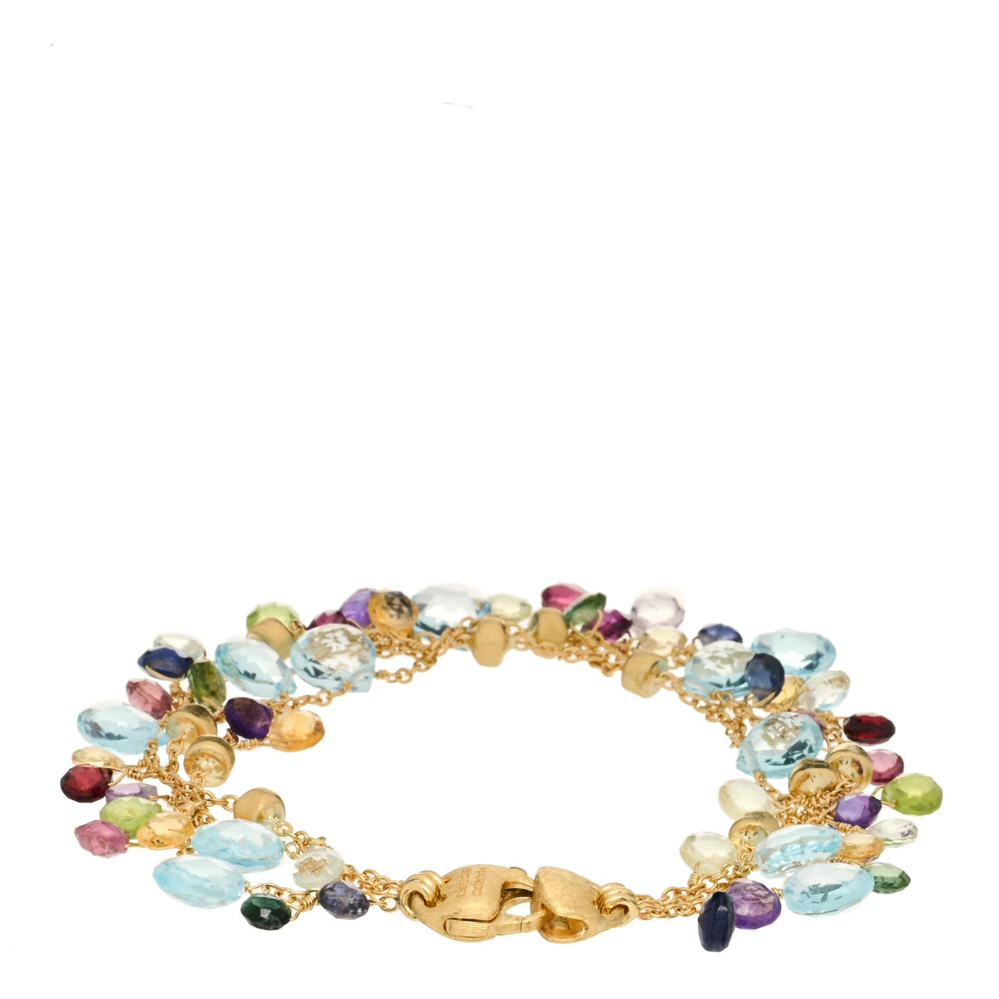18K Yellow Gold Multi Gemstone Paradise Triple Strand Bracelet