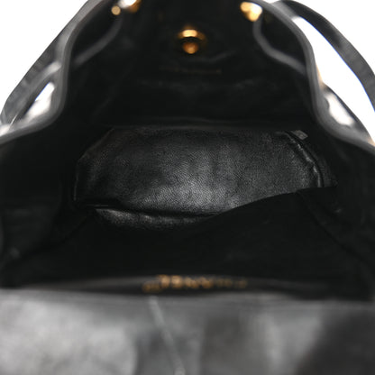 Chanel Lambskin Quilted Drawstring Backpack Black 5 of 15