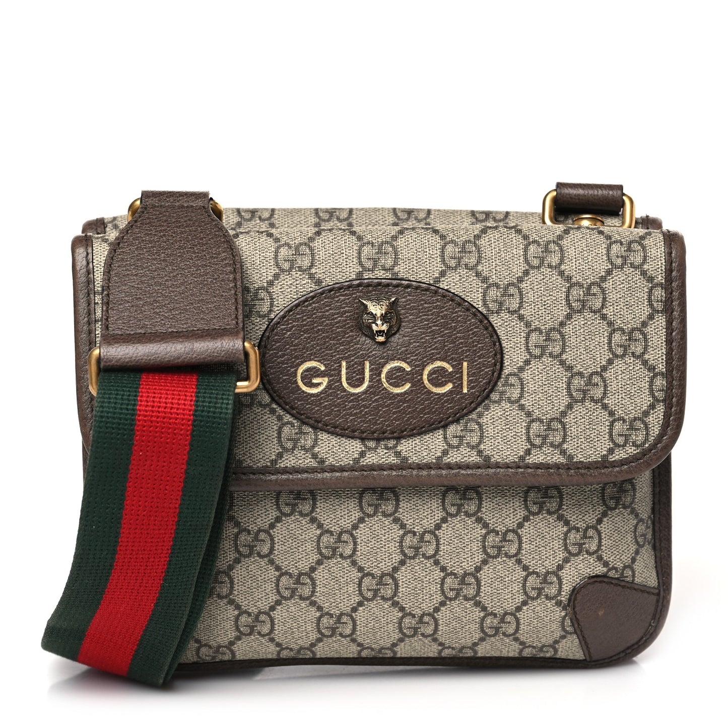 GG Supreme Monogram Web Small Neo Vintage Double Flap Messenger Bag Beige New Acero