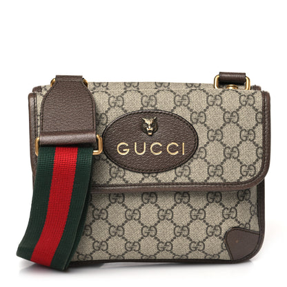 Gucci GG Supreme Monogram Web Small Neo Vintage Double Flap Messenger Bag Beige New Acero 1 of 9