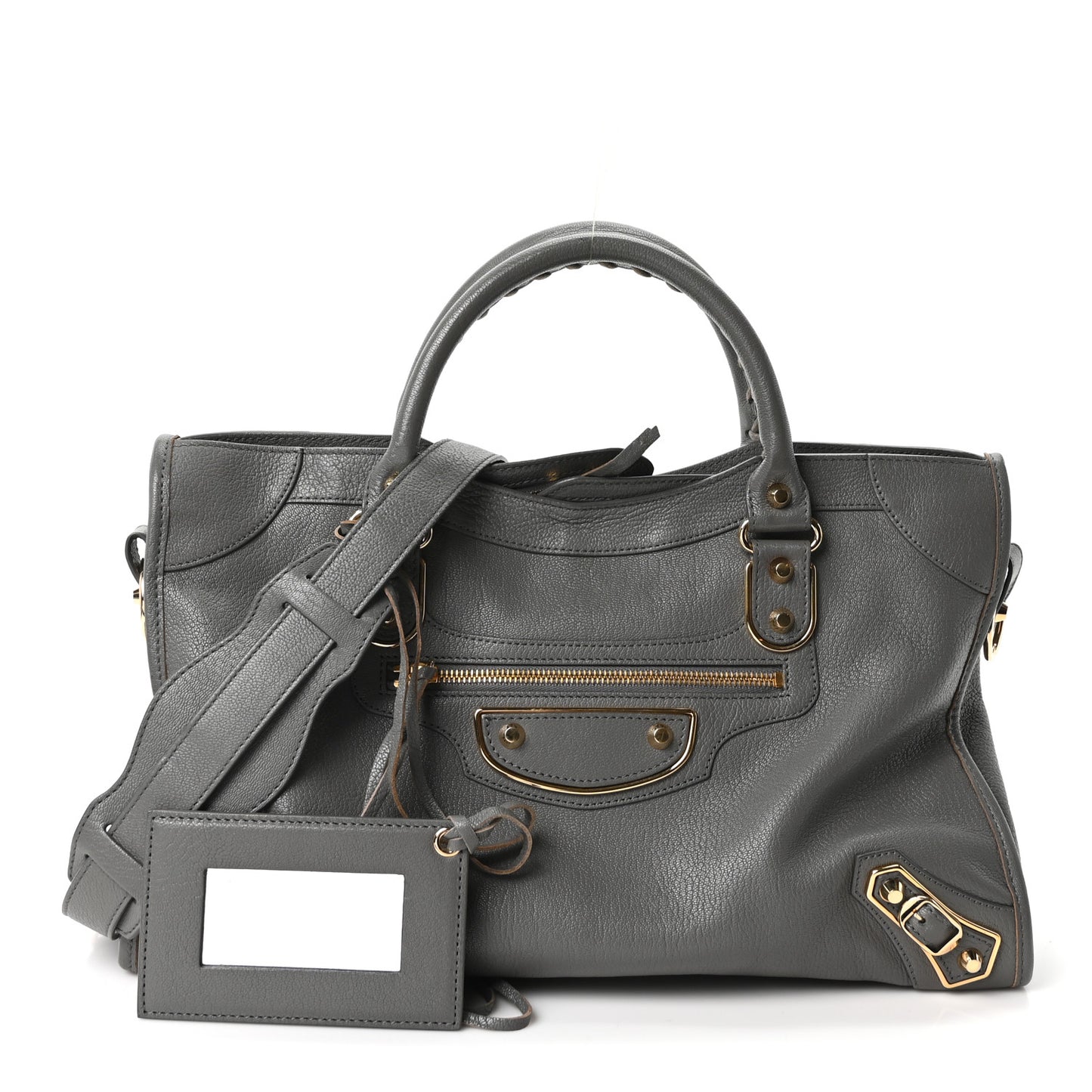 Chevre Gold Metallic Edge Hardware City Gris Acier