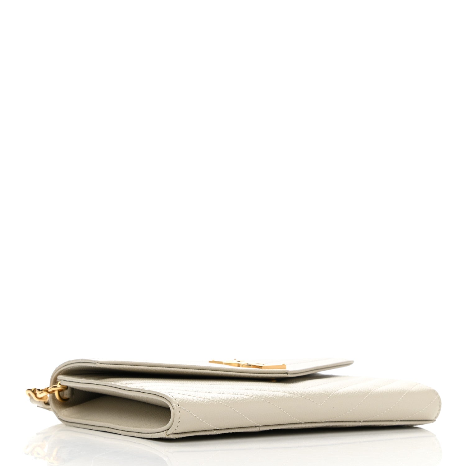 Saint Laurent Grain De Poudre Matelasse Chevron Monogram Envelope Clutch Crema Soft 4 of 8