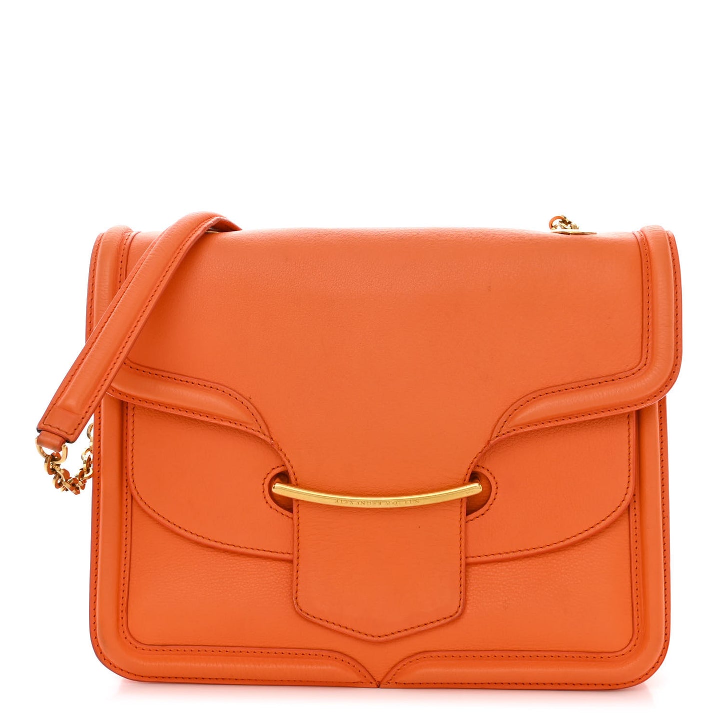 Calfskin Heroine Chain Satchel Orange