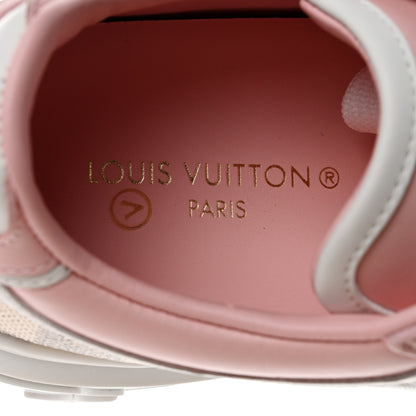 Louis Vuitton Monogram Embossed Calfskin Damier Azur Time Out Sneakers 35 Rose Clair Pink 7 of 8