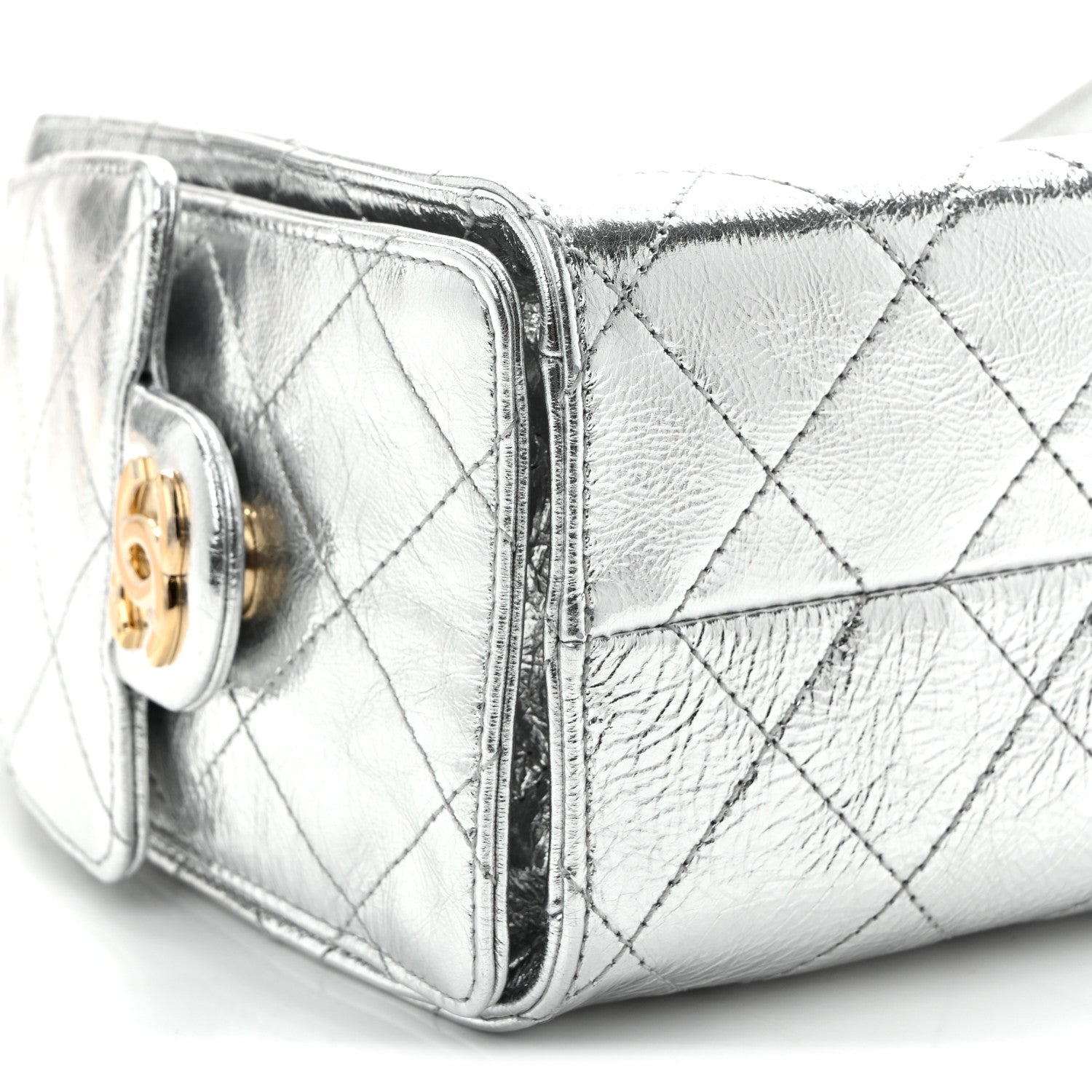 Chanel Metallic Aged Calfskin Quilted Mini Chanel 25 Handbag Silver 9 of 11
