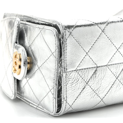 Chanel Metallic Aged Calfskin Quilted Mini Chanel 25 Handbag Silver 9 of 11