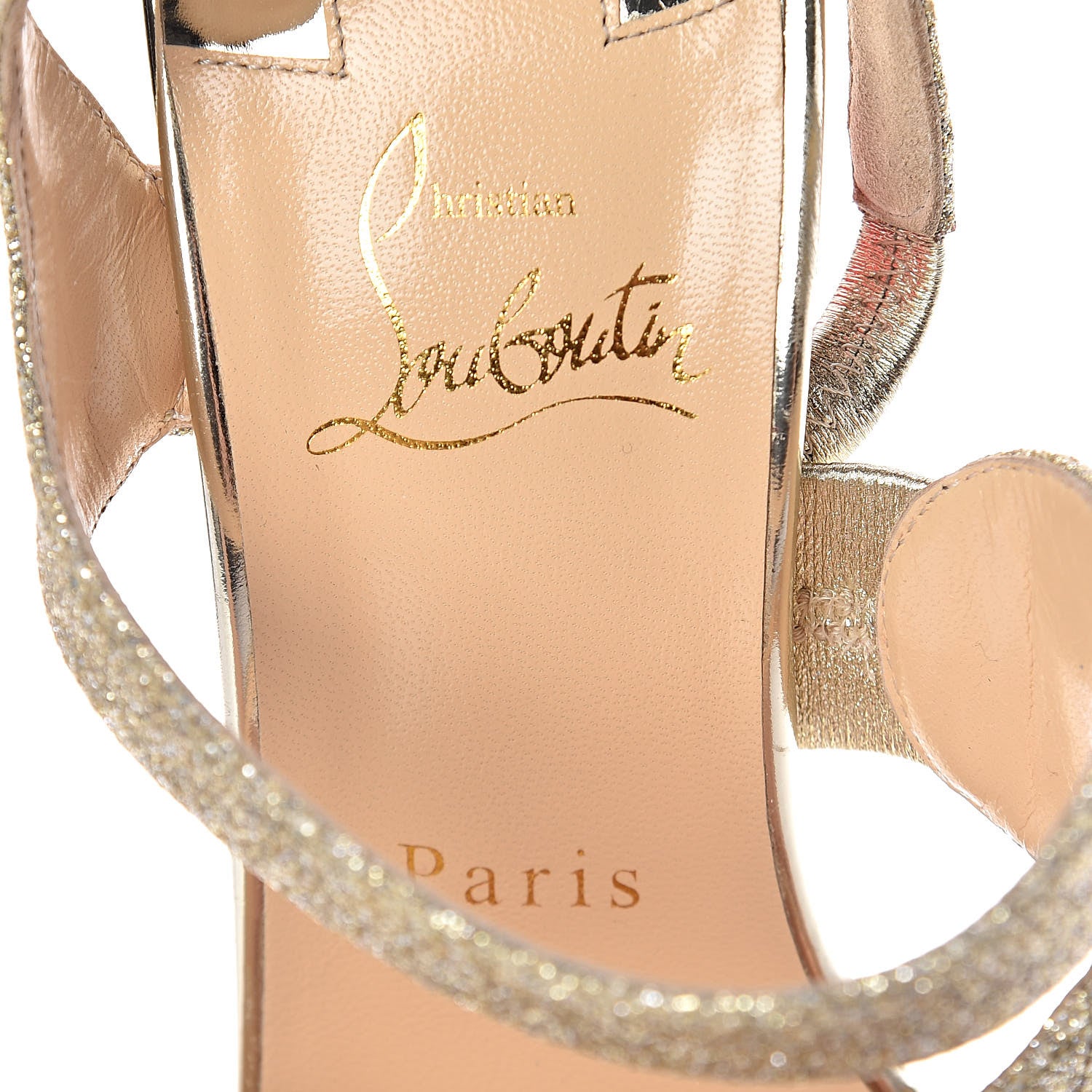 Christian Louboutin Glitter Specchio Vavazou 100 Strappy Sandals 38.5 Light Gold 7 of 9