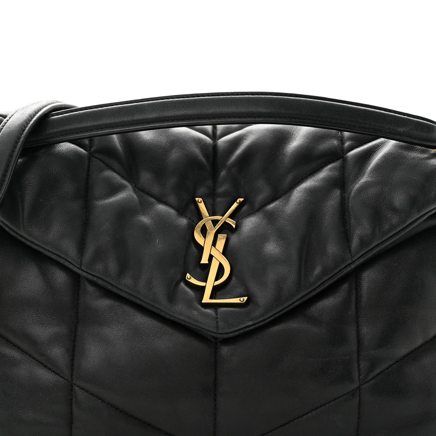 Saint Laurent Lambskin Quilted Medium Loulou Puffer Monogram Chain Satchel Black 8 of 15