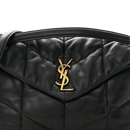 Saint Laurent Lambskin Quilted Medium Loulou Puffer Monogram Chain Satchel Black 8 of 15