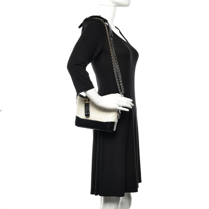 Chanel Aged Calfskin Quilted Small Gabrielle Hobo Black White 2 of 12