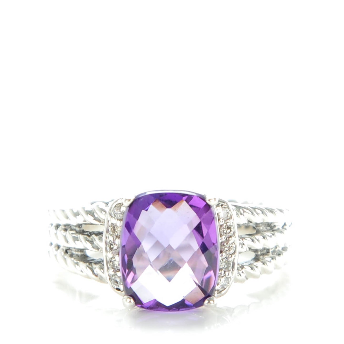 Sterling Silver Diamond Amethyst 10mm Petite Wheaton Ring 54 7