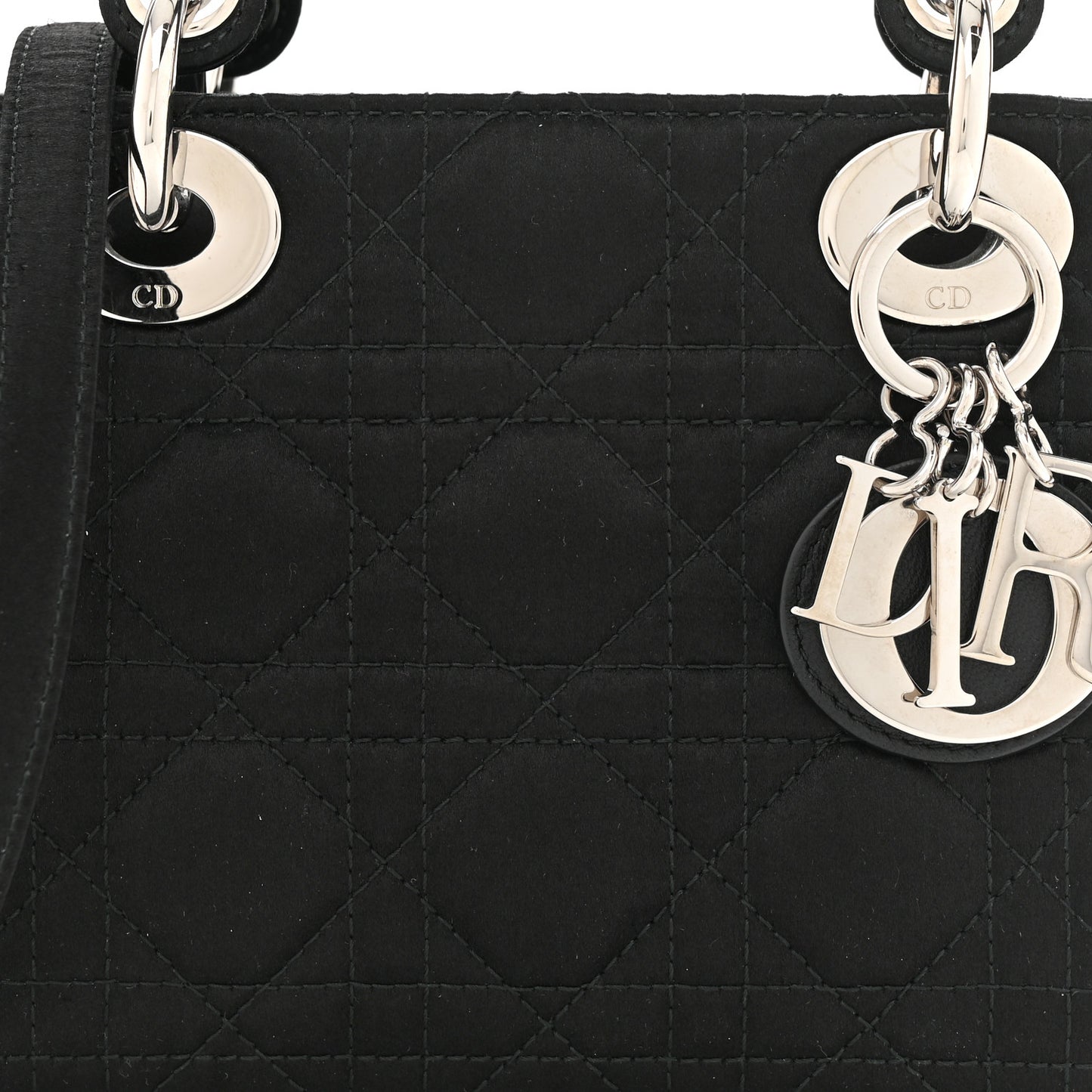 Satin Cannage Mini Lady Dior Black