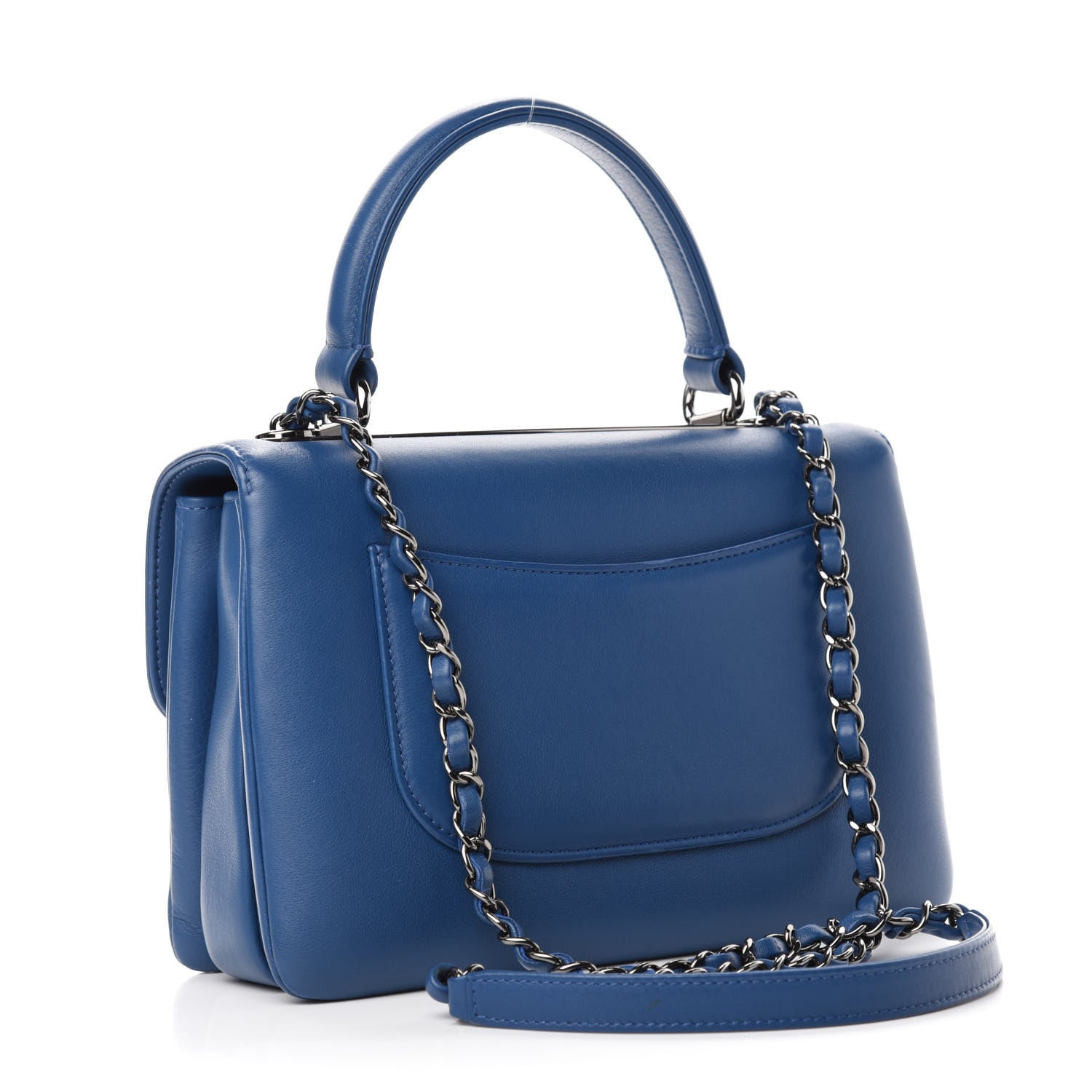 Chanel Calfskin Small Trendy CC Dual Handle Flap Bag Blue 3 of 14
