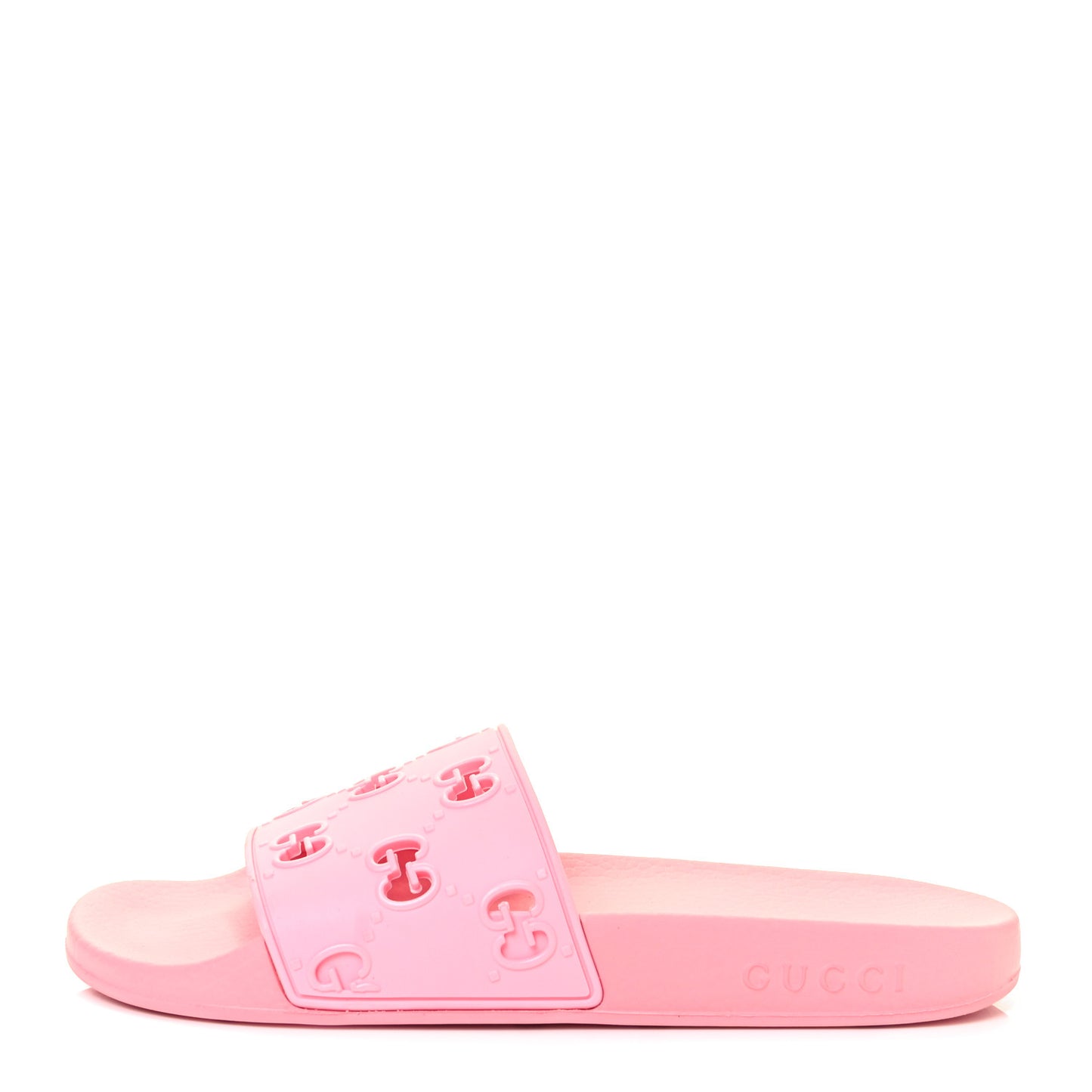 Rubber GG Monogram Perforated Womens Slide Sandals 37 Rose Box