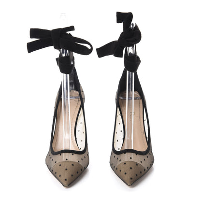 Christian Dior Suede Calfskin Plumetis Lovely-D Ankle Wrap Pumps 37 Black 2 of 13