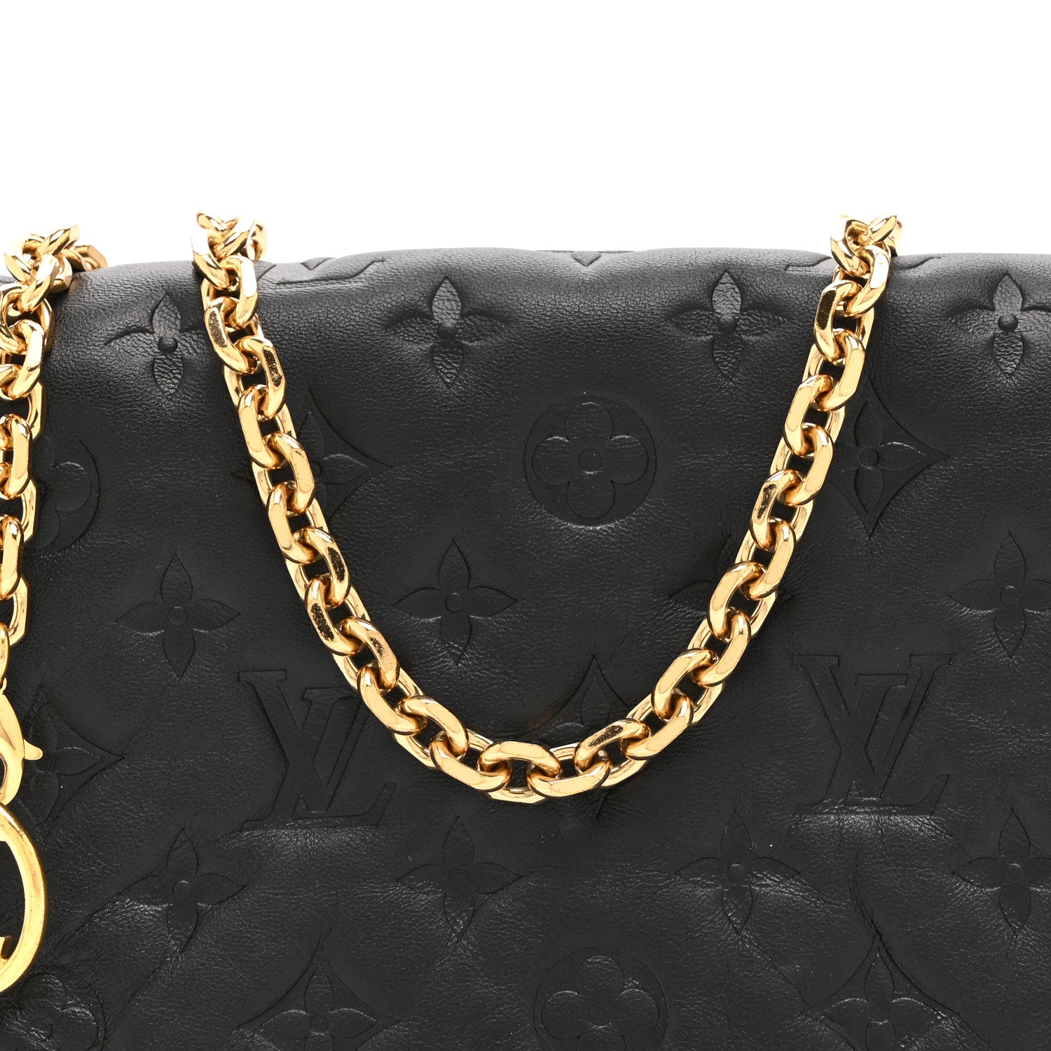 Louis Vuitton Lambskin Embossed Monogram Pochette Coussin Black 7 of 9