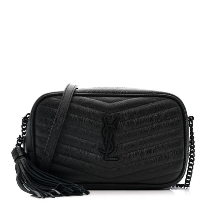 Saint Laurent Grain De Poudre Matelasse Monochrome Monogram Mini Lou Camera Bag Black 1 of 11
