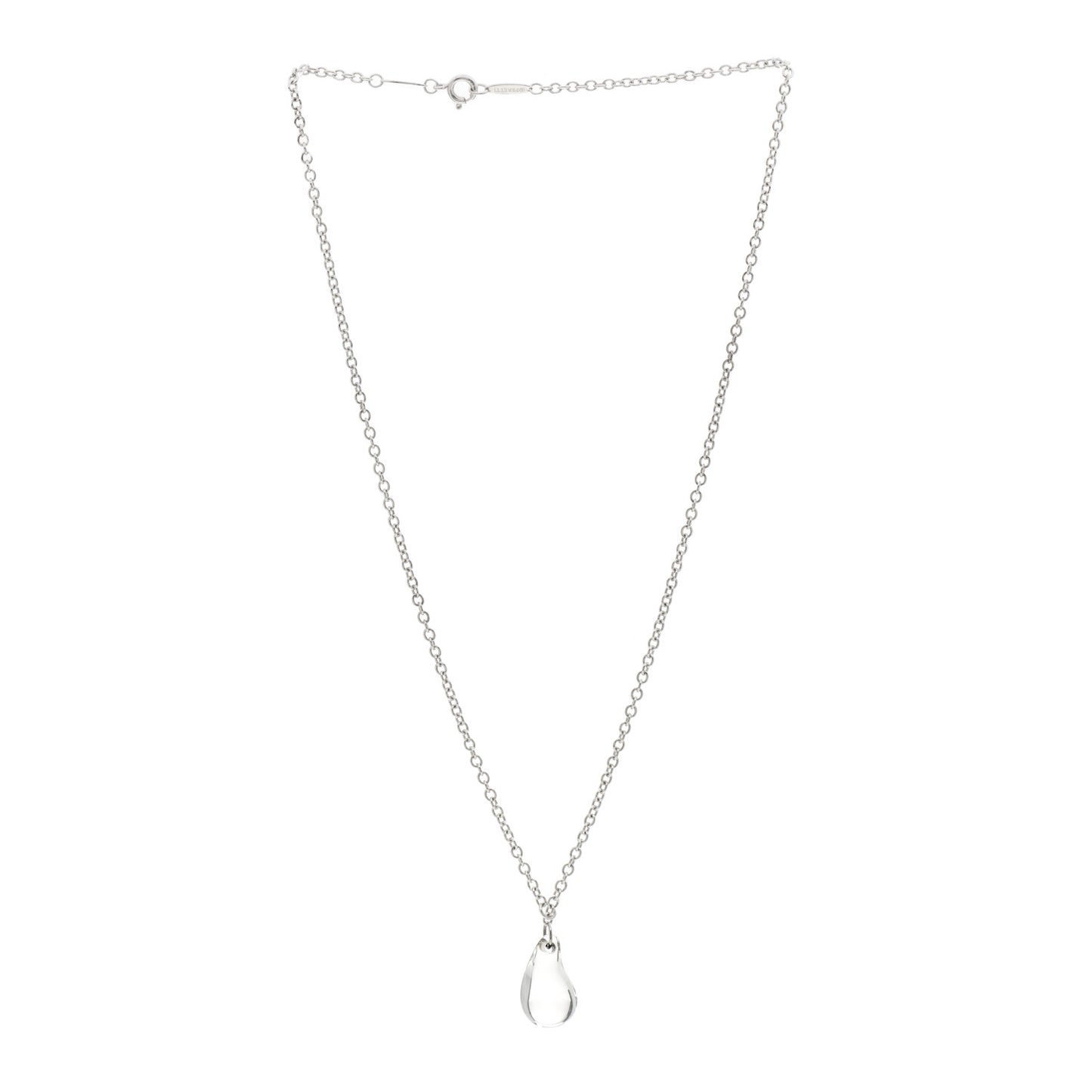 Sterling Silver Rock Crystal 16mm Elsa Peretti Teardrop Lariat Necklace