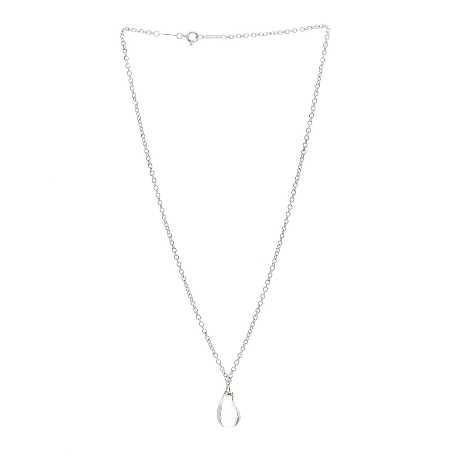 Tiffany Sterling Silver Rock Crystal 16mm Elsa Peretti Teardrop Lariat Necklace 2 of 6