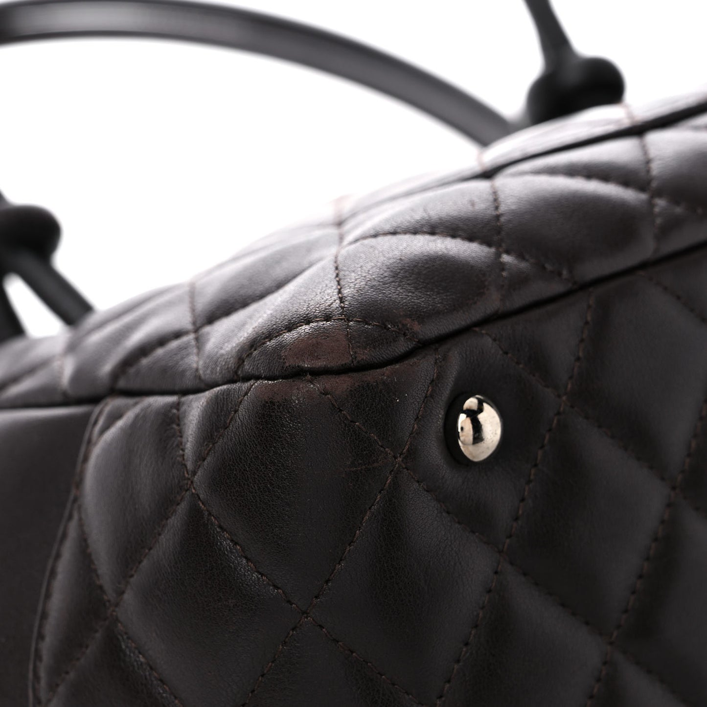 Calfskin Quilted Large Cambon Bowler Dark Brown
