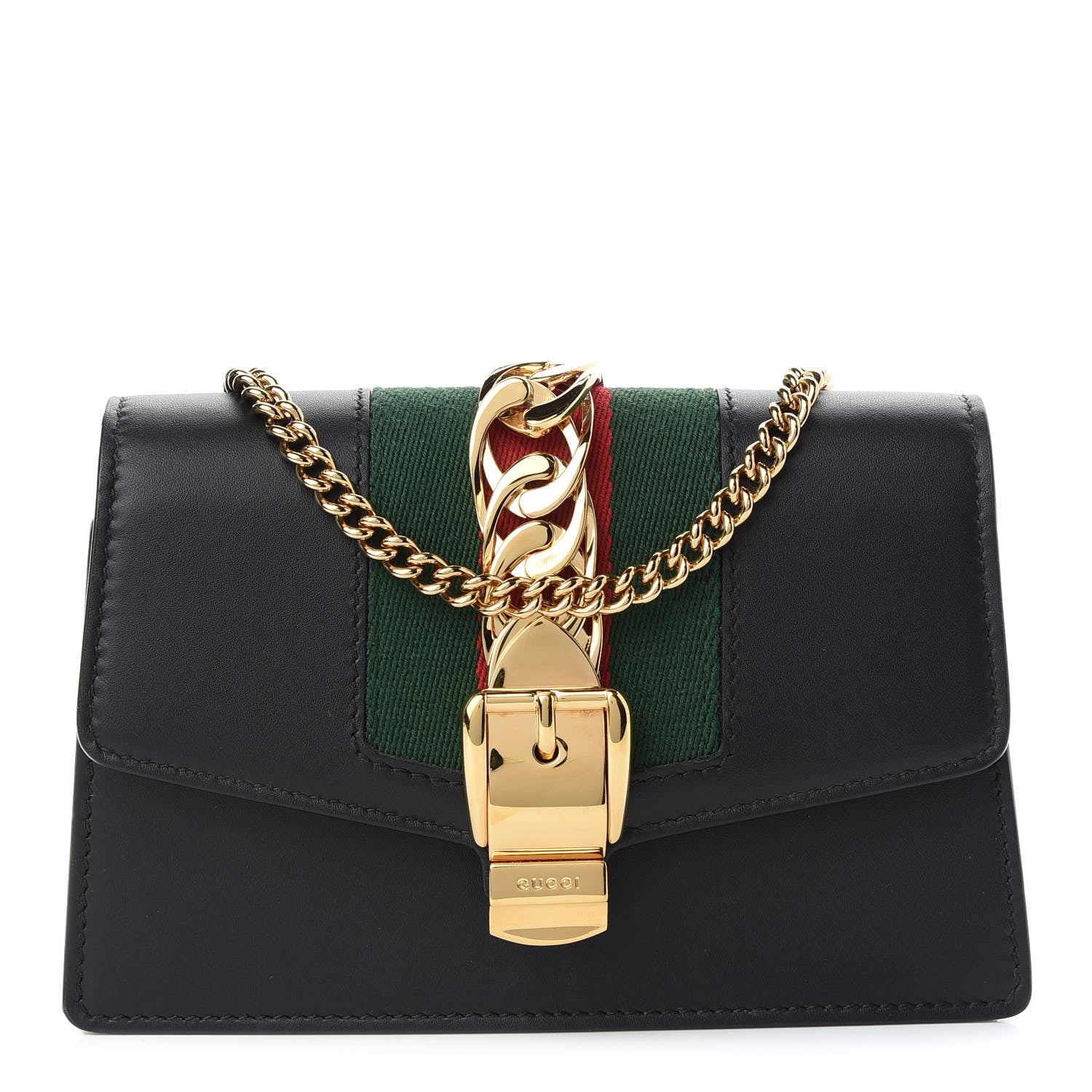 Gucci Calfskin Super Mini Sylvie Chain Shoulder Bag Black 1 of 9