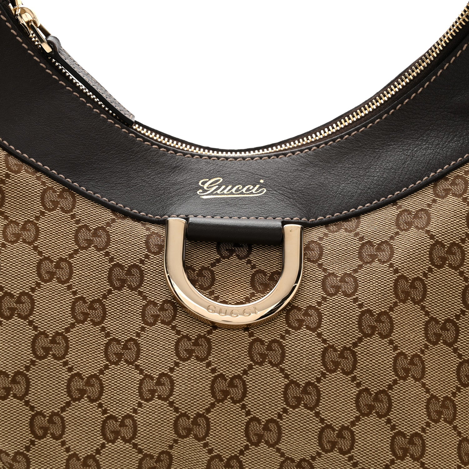 Gucci Monogram Large D Gold Hobo Dark Brown 8 of 10